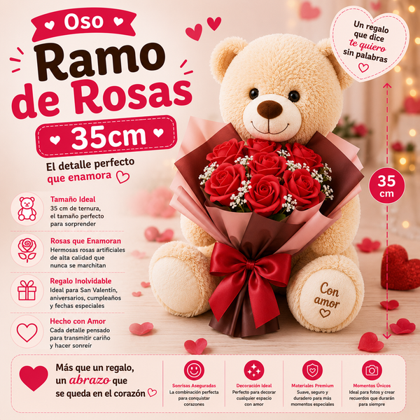 Oso Ramo de Rosas 35cm