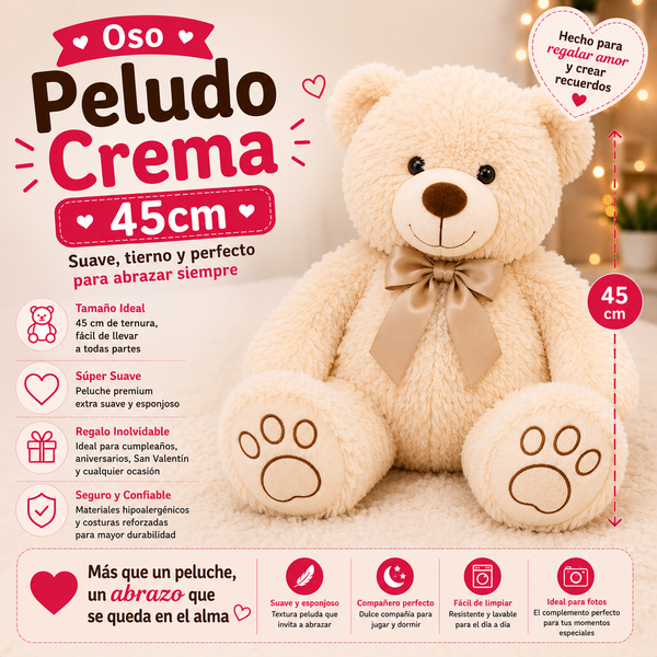Cream Fluffy Bear 45cm