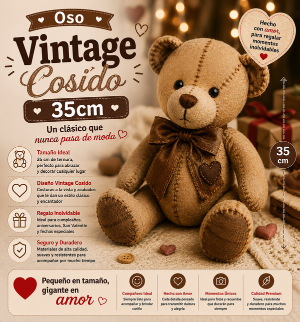 Vintage Stitched Bear 35cm