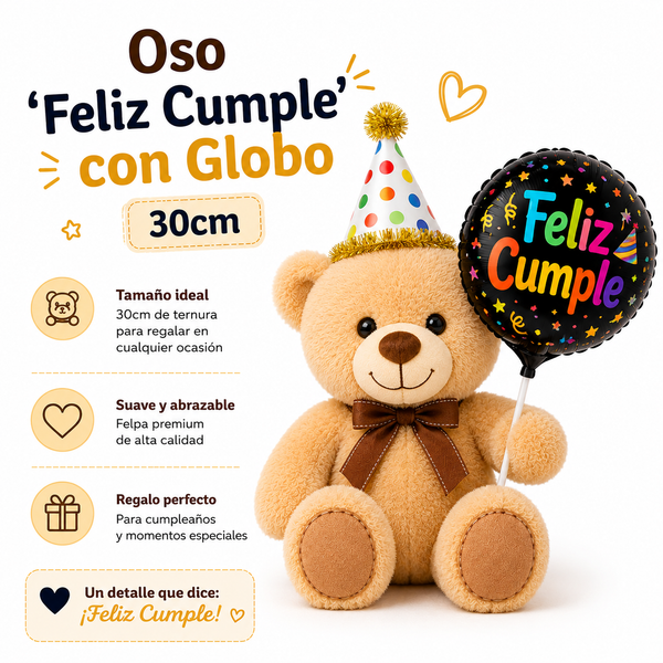 'Happy Birthday' Bear with Balloon 30cm